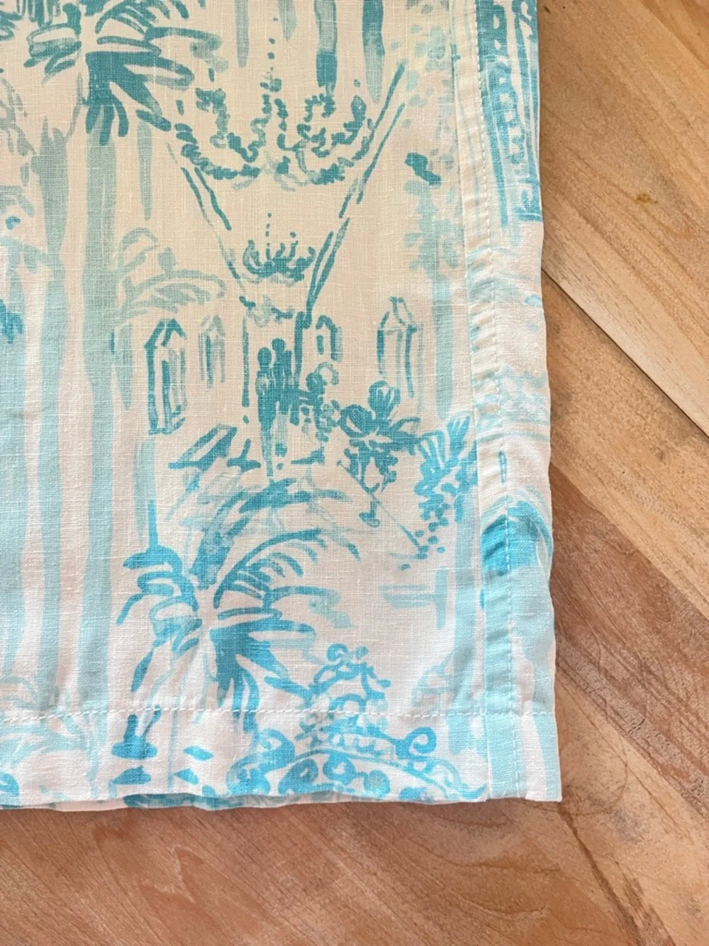 Lilly Pulitzer Beach Pants Small 33” Inseam Blue White palm Print Linen Sz Small - Picture 5 of 14